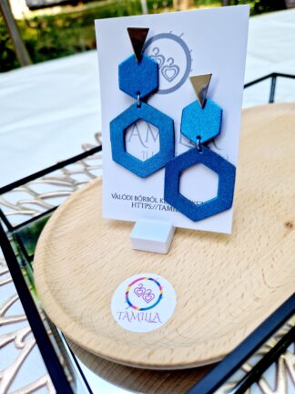 Szikrázó türkiz hexa duo fülbevaló